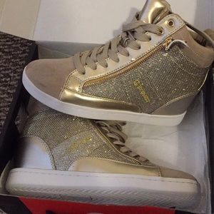 Gold wedge sneakers Guess